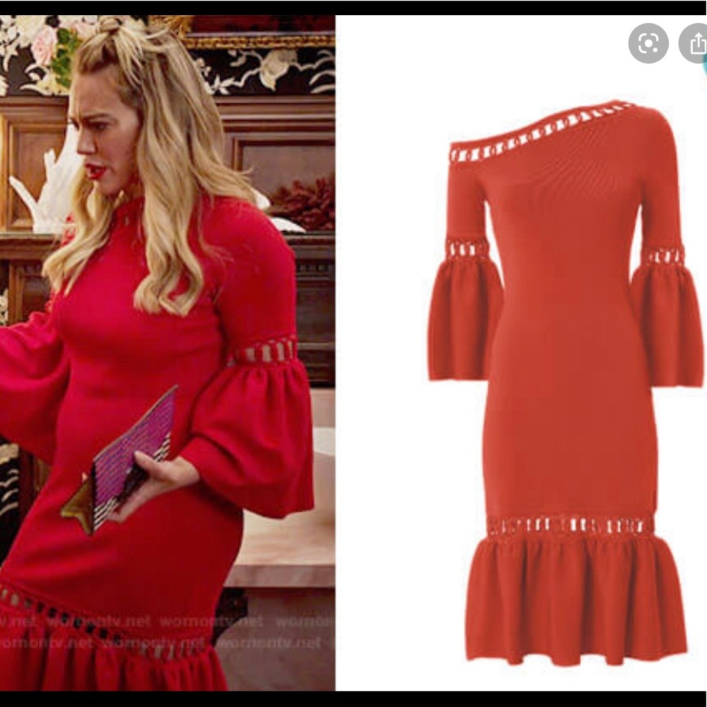 JONATHAN SIMKHAHI fiery celebrity trumpet dress!